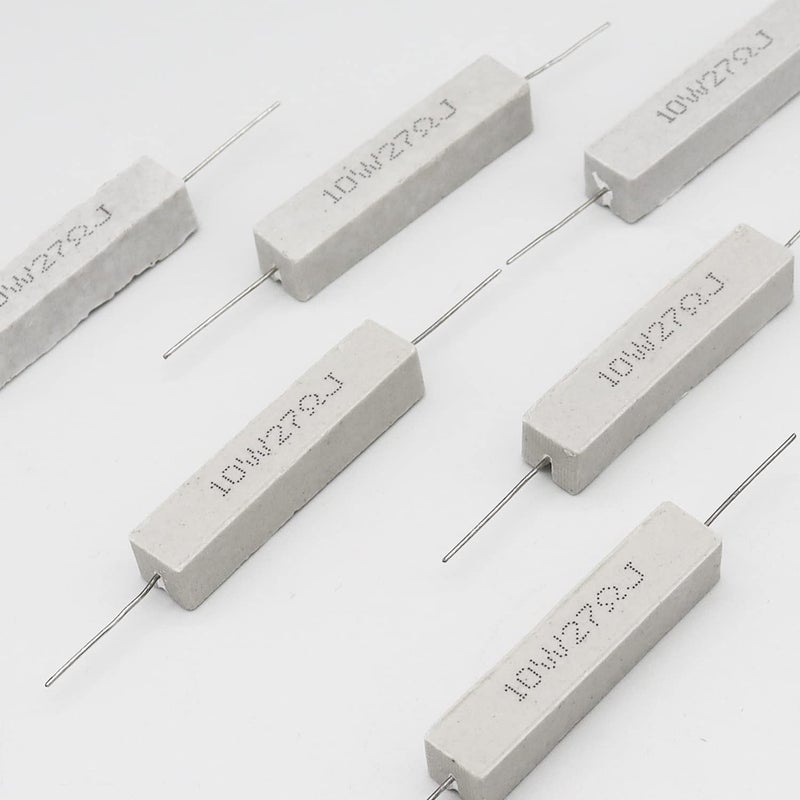Dimlove 10W 27 5% Cement Resistor, 10 Pack, Axial Lead, White, 50x10x10mm, 15mm Lead, 0.8mm Diameter, Shock/Heat/Moisture Resistant, Wirewound, Power Resistors - Image 5